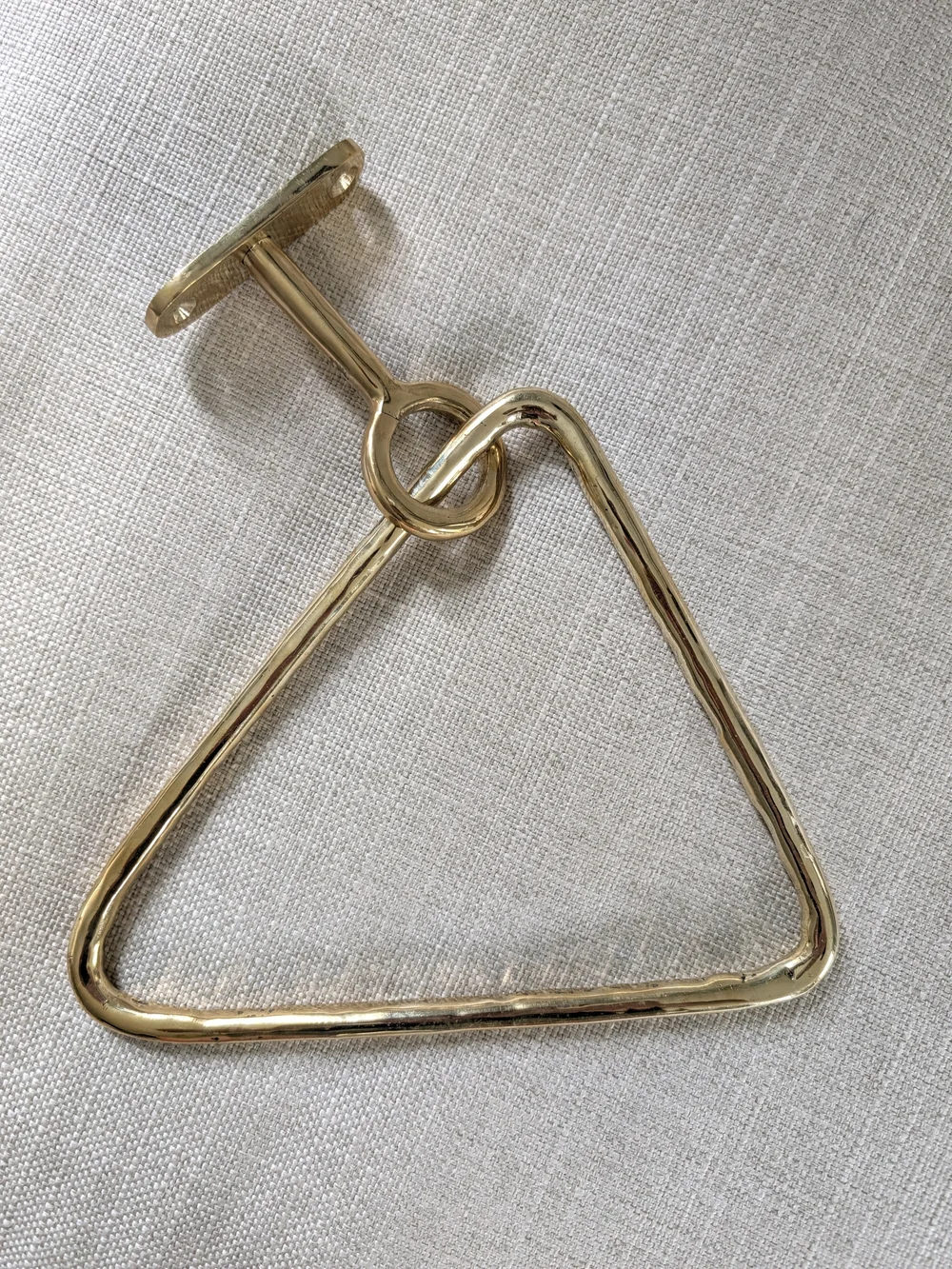 Handcrafted Solid Brass Triangle Towel Ring Unlacquered Gold Geometric Bathroom